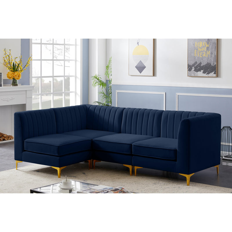 Meridian Alina Navy Velvet Modular Sectional IMAGE 5