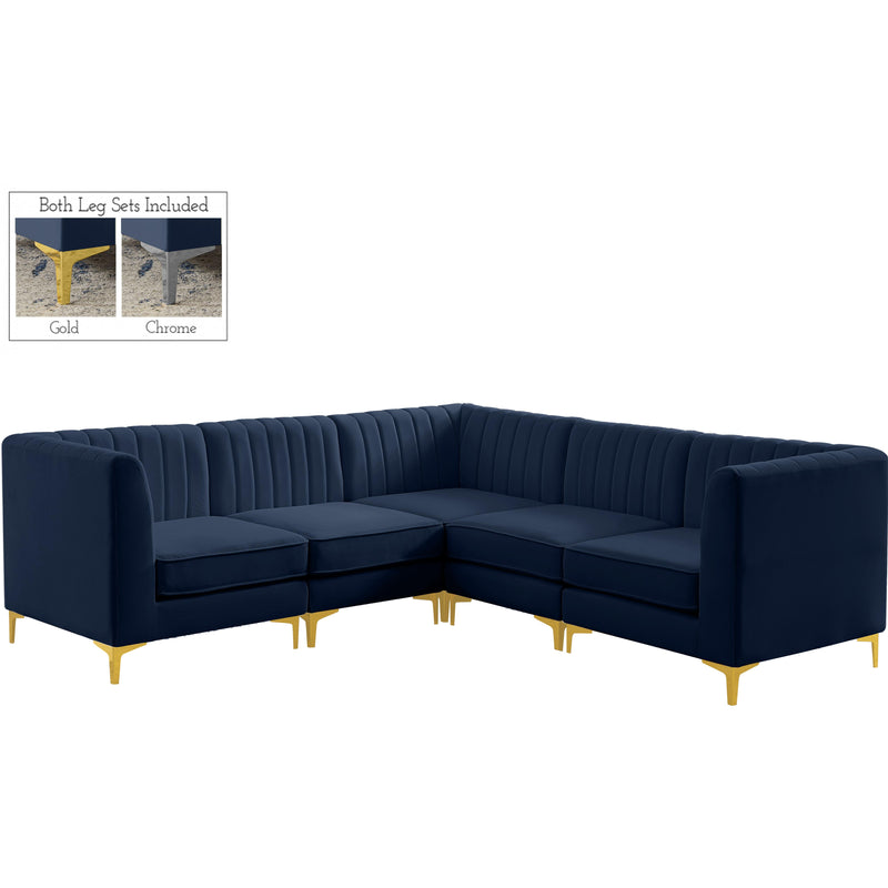 Meridian Alina Navy Velvet Modular Sectional IMAGE 1