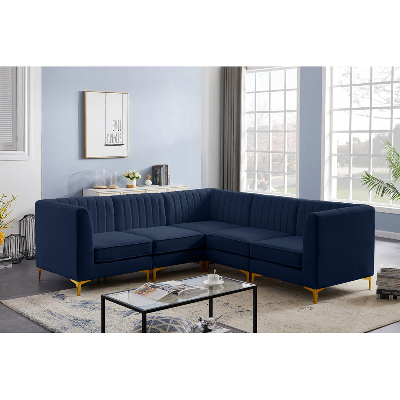 Meridian Alina Navy Velvet Modular Sectional IMAGE 3