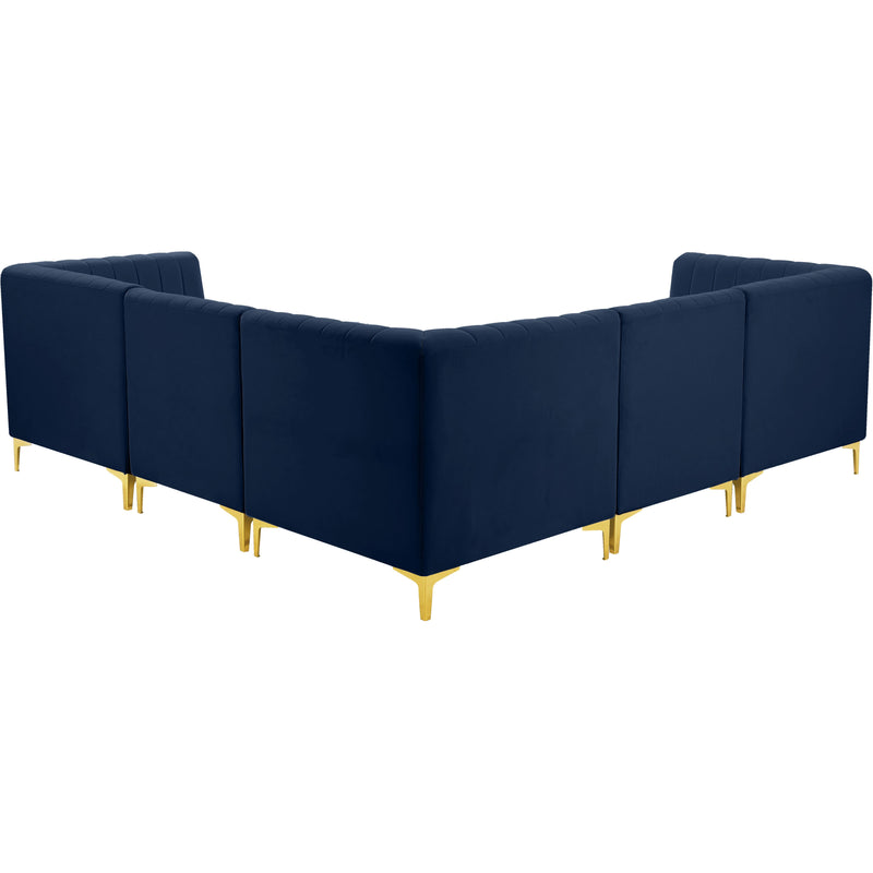 Meridian Alina Navy Velvet Modular Sectional IMAGE 5