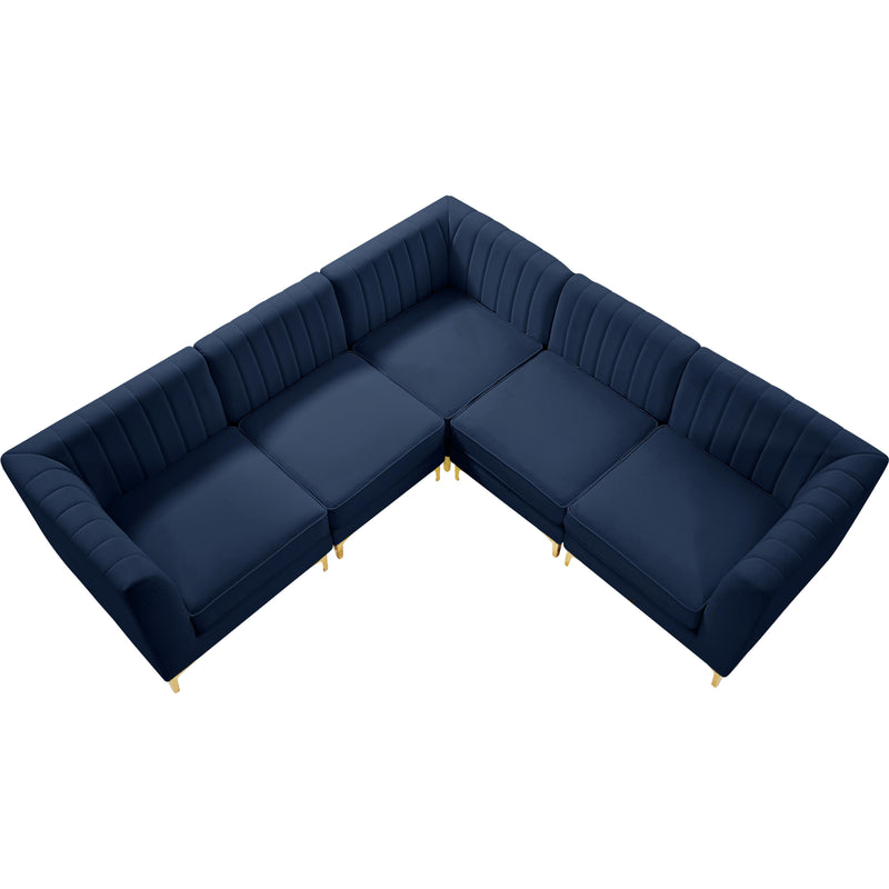 Meridian Alina Navy Velvet Modular Sectional IMAGE 6