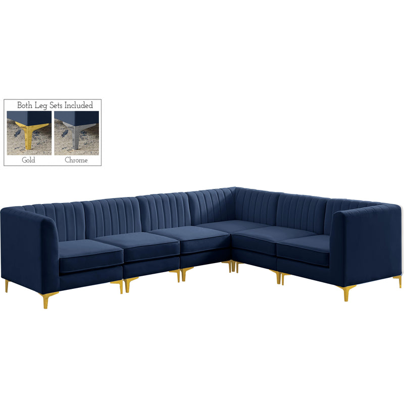 Meridian Alina Navy Velvet Modular Sectional IMAGE 1