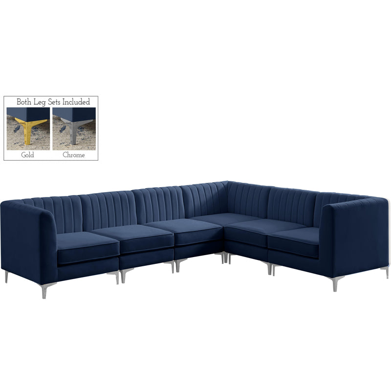 Meridian Alina Navy Velvet Modular Sectional IMAGE 2