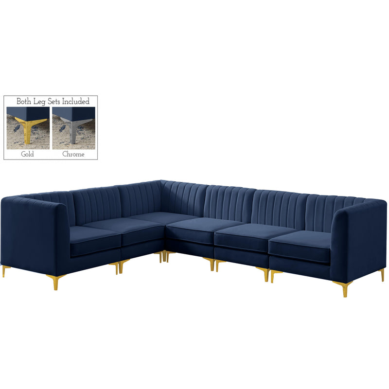 Meridian Alina Navy Velvet Modular Sectional IMAGE 3