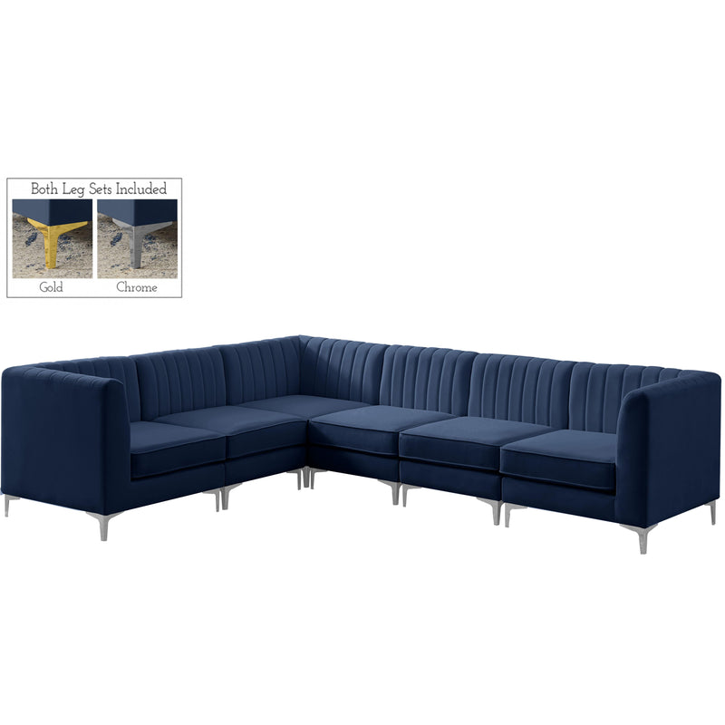 Meridian Alina Navy Velvet Modular Sectional IMAGE 4