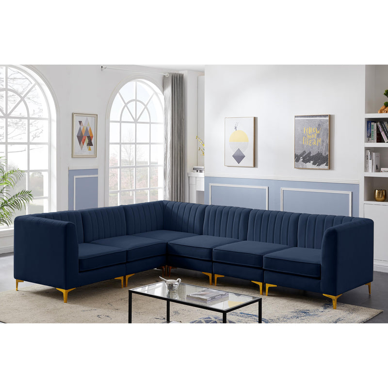 Meridian Alina Navy Velvet Modular Sectional IMAGE 5