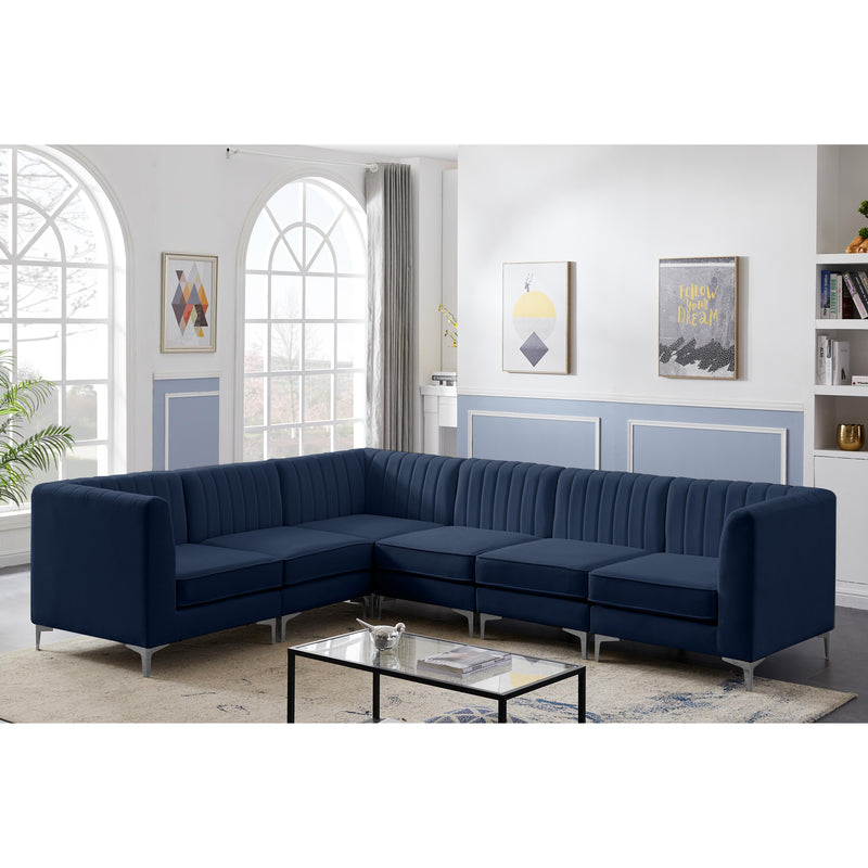 Meridian Alina Navy Velvet Modular Sectional IMAGE 6