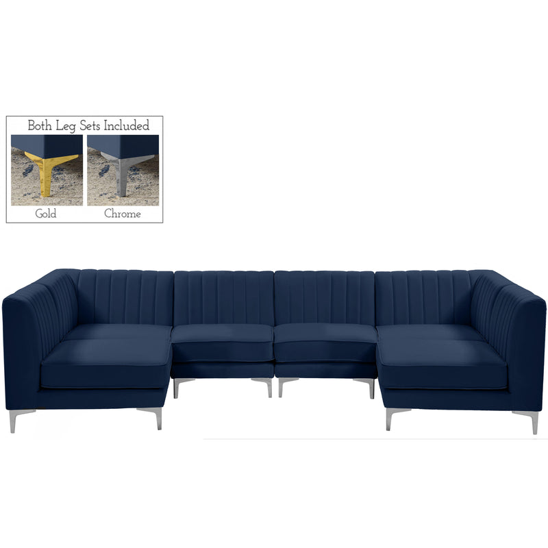 Meridian Alina Navy Velvet Modular Sectional IMAGE 2