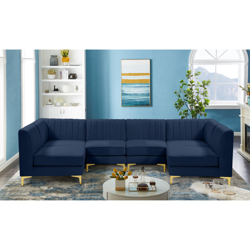 Meridian Alina Navy Velvet Modular Sectional IMAGE 3