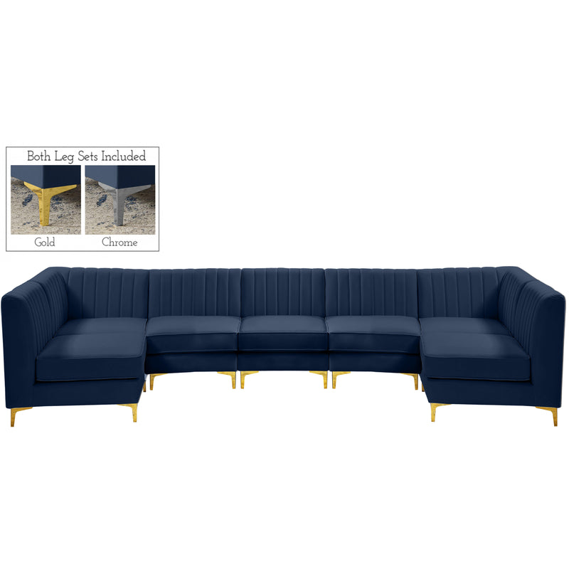 Meridian Alina Navy Velvet Modular Sectional IMAGE 1