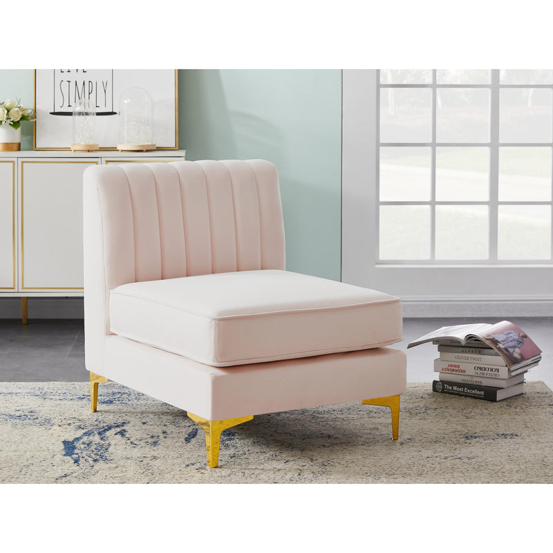 Meridian Alina Pink Velvet Armless Chair IMAGE 16