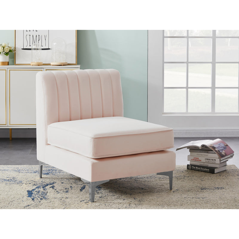 Meridian Alina Pink Velvet Armless Chair IMAGE 17