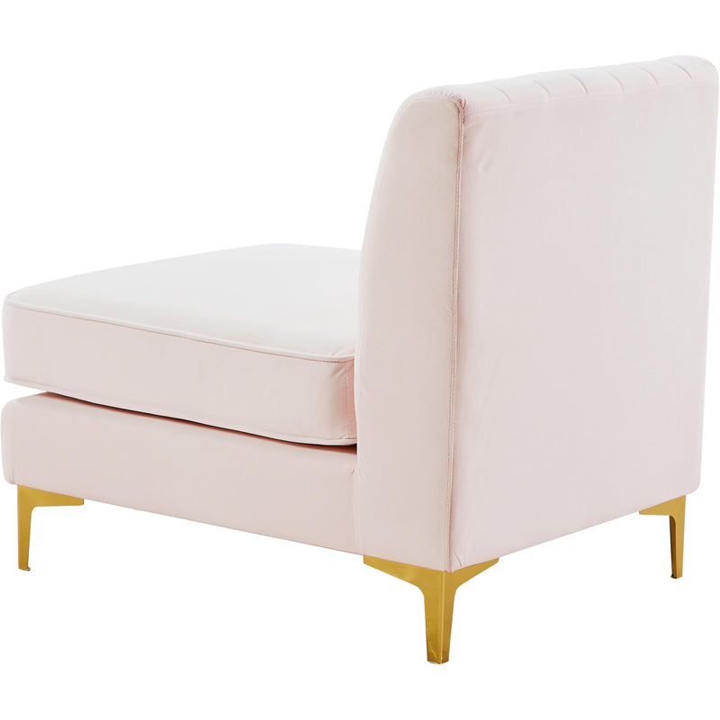 Meridian Alina Pink Velvet Armless Chair IMAGE 3