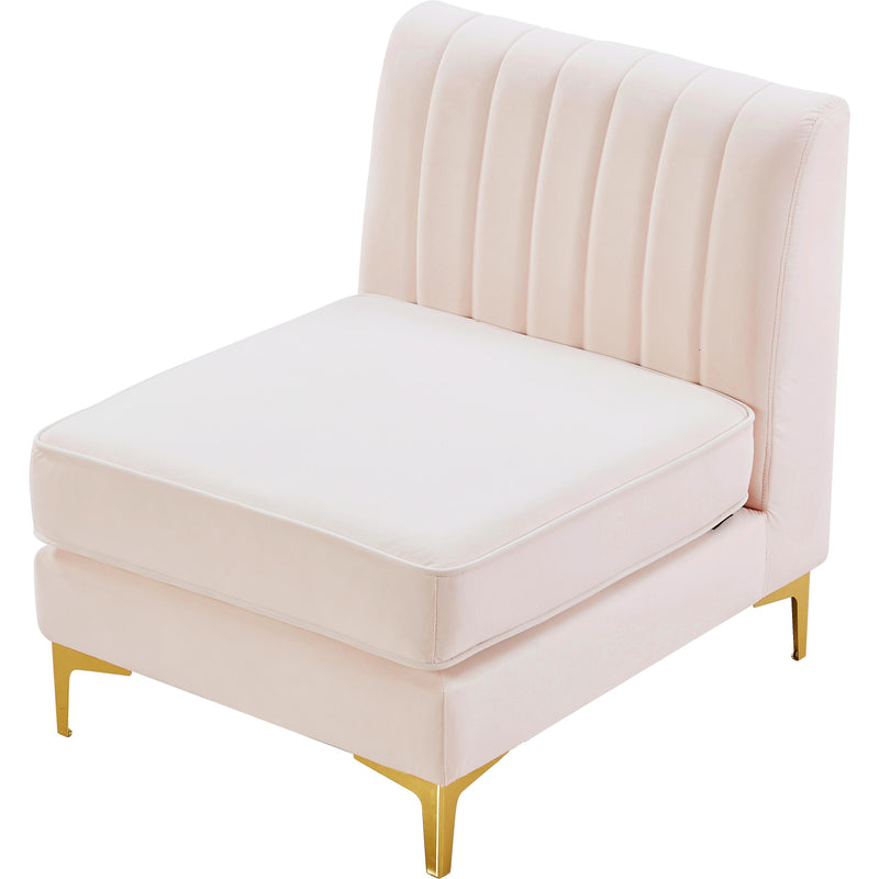 Meridian Alina Pink Velvet Armless Chair IMAGE 6