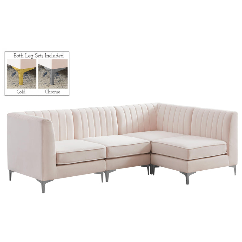 Meridian Alina Pink Velvet Modular Sectional IMAGE 2