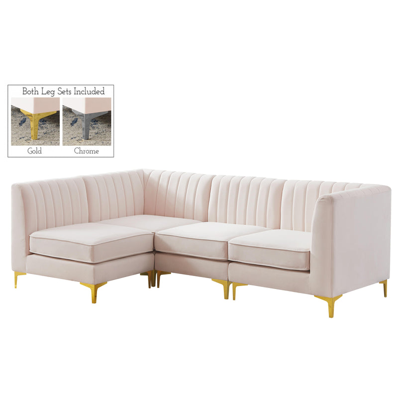 Meridian Alina Pink Velvet Modular Sectional IMAGE 3