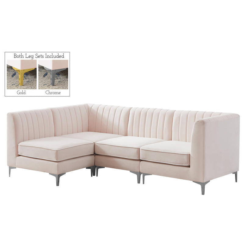 Meridian Alina Pink Velvet Modular Sectional IMAGE 4