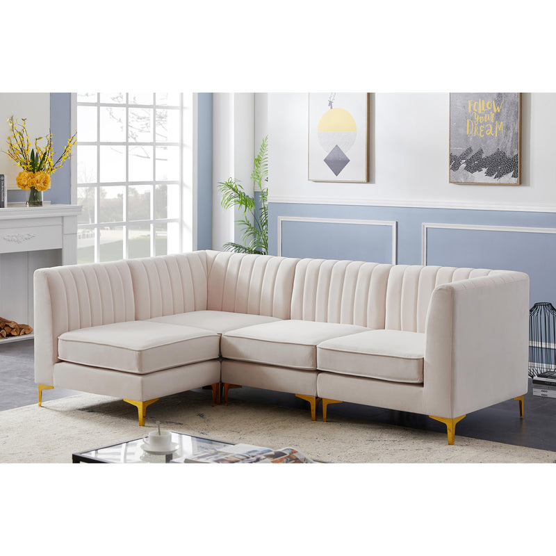 Meridian Alina Pink Velvet Modular Sectional IMAGE 5