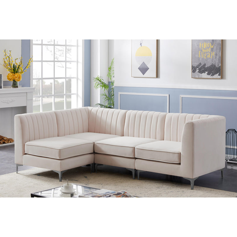 Meridian Alina Pink Velvet Modular Sectional IMAGE 6