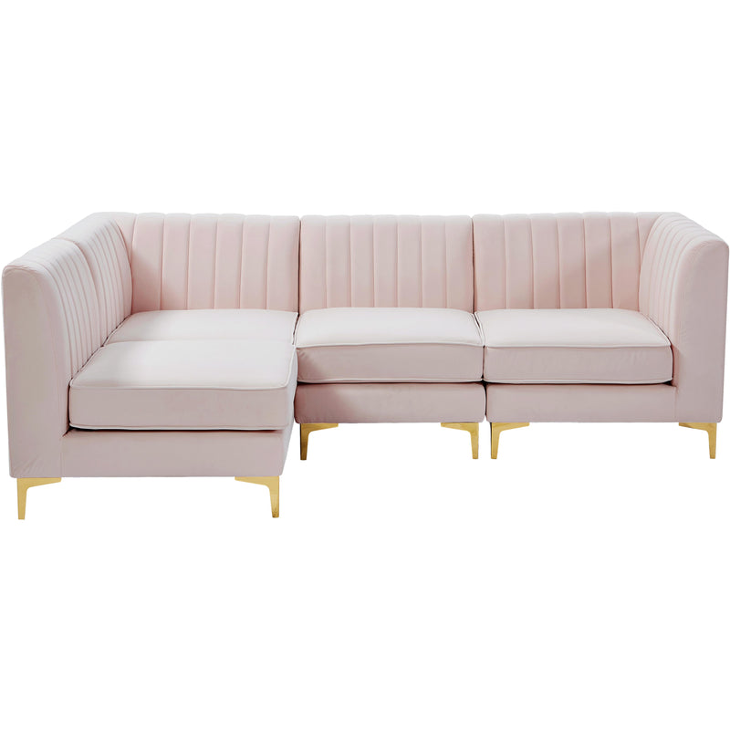 Meridian Alina Pink Velvet Modular Sectional IMAGE 8