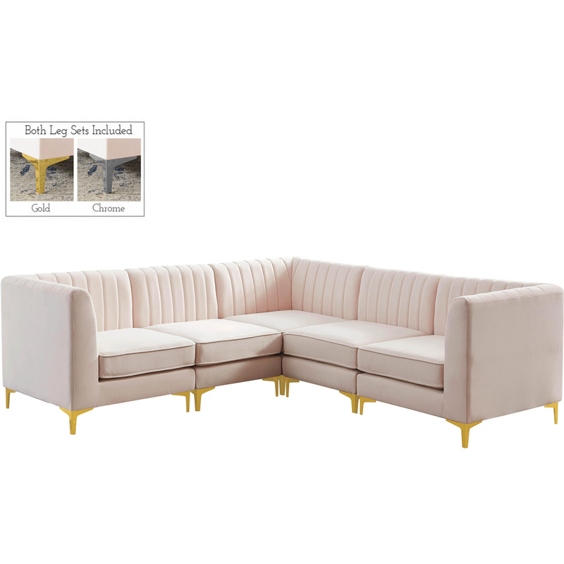 Meridian Alina Pink Velvet Modular Sectional IMAGE 1