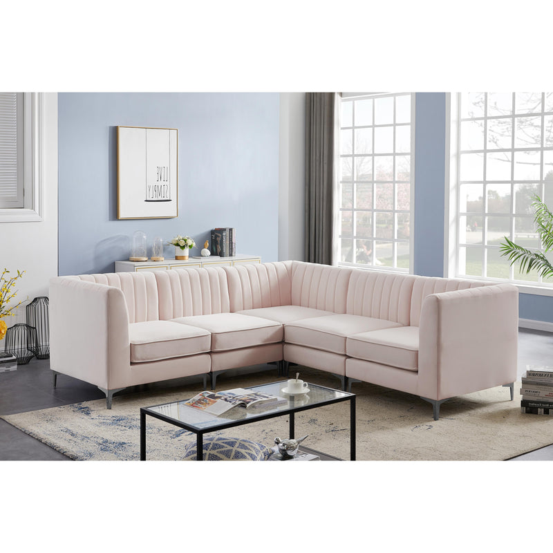 Meridian Alina Pink Velvet Modular Sectional IMAGE 3