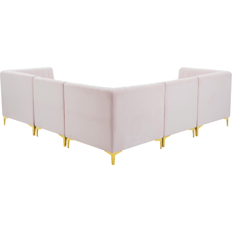 Meridian Alina Pink Velvet Modular Sectional IMAGE 5