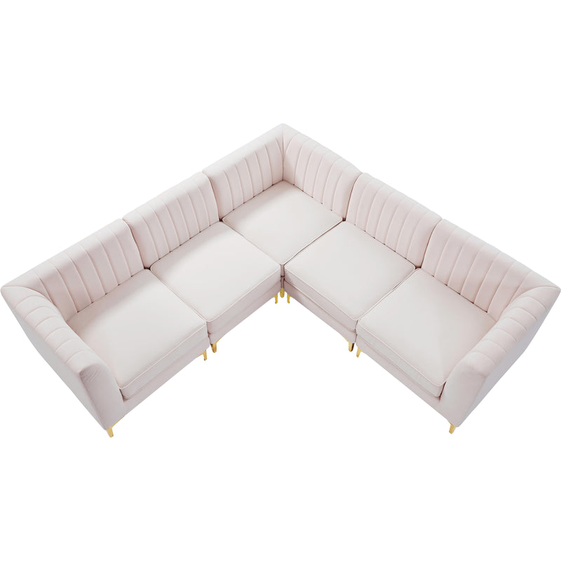 Meridian Alina Pink Velvet Modular Sectional IMAGE 6