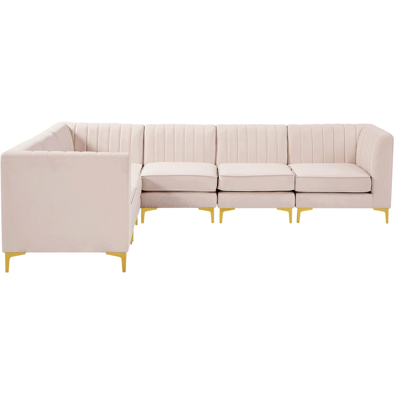 Meridian Alina Pink Velvet Modular Sectional IMAGE 10