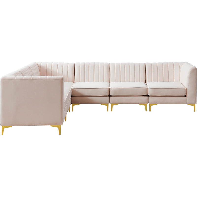 Meridian Alina Pink Velvet Modular Sectional IMAGE 11