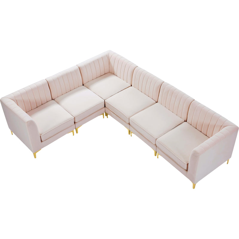 Meridian Alina Pink Velvet Modular Sectional IMAGE 12