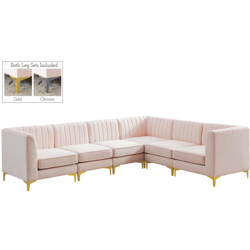 Meridian Alina Pink Velvet Modular Sectional IMAGE 1