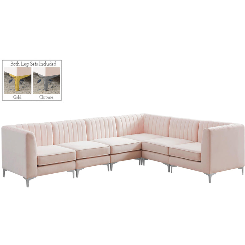 Meridian Alina Pink Velvet Modular Sectional IMAGE 2