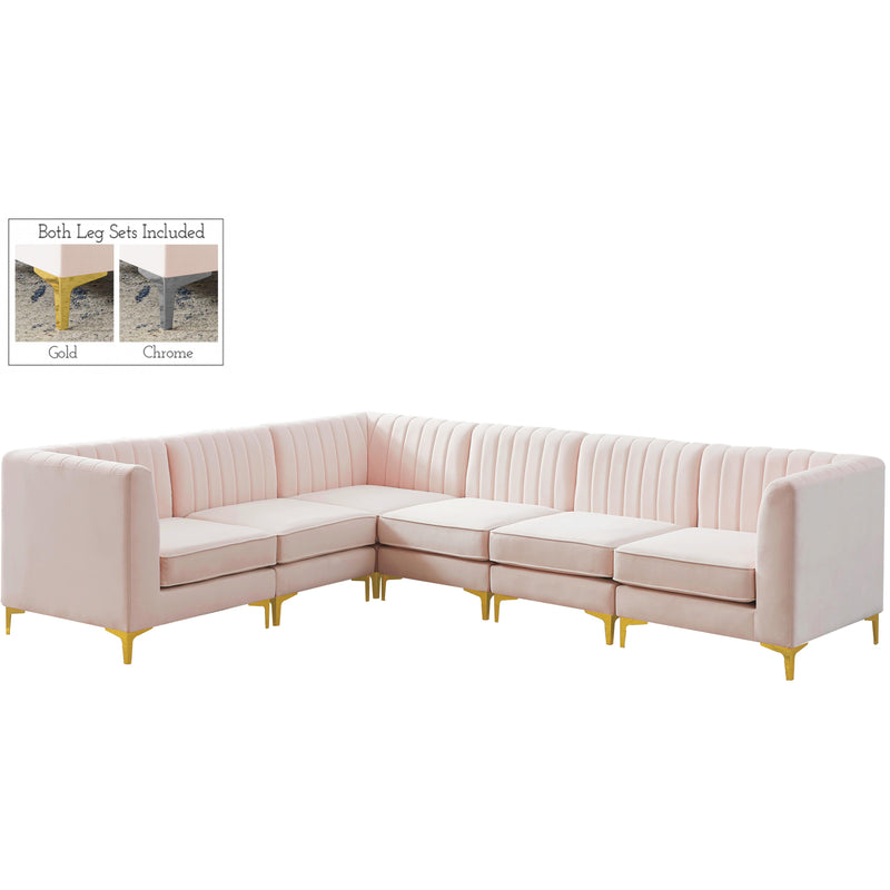 Meridian Alina Pink Velvet Modular Sectional IMAGE 3