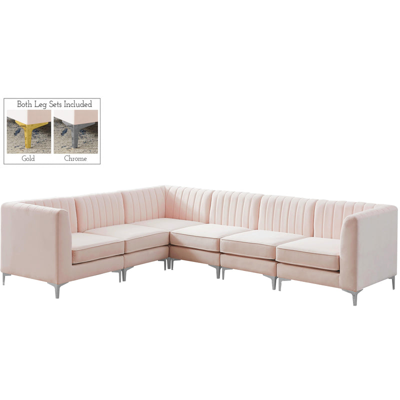 Meridian Alina Pink Velvet Modular Sectional IMAGE 4