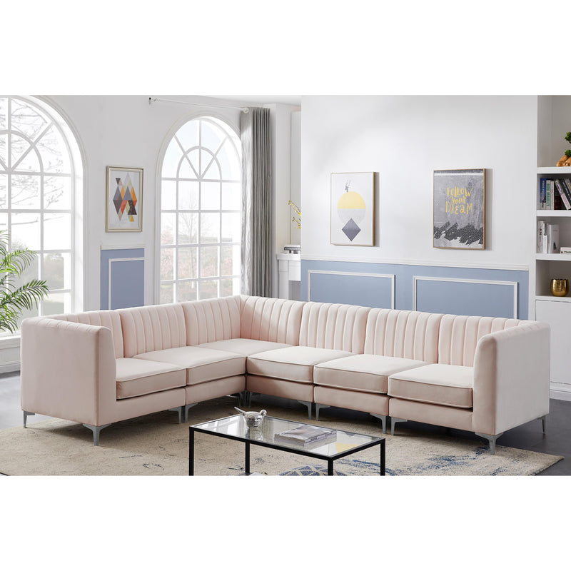 Meridian Alina Pink Velvet Modular Sectional IMAGE 6