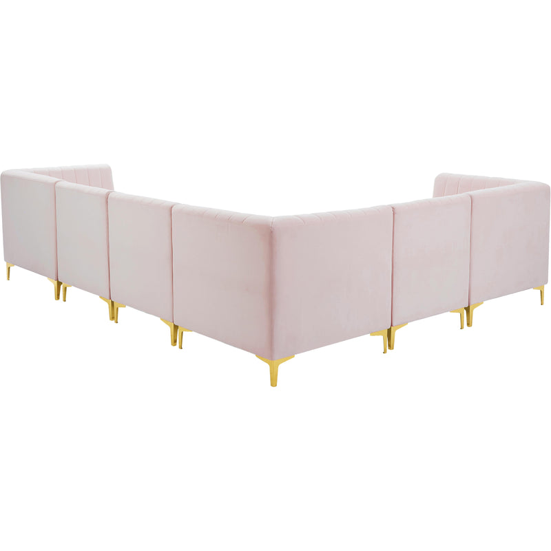 Meridian Alina Pink Velvet Modular Sectional IMAGE 7