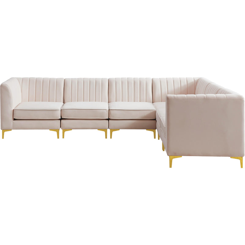 Meridian Alina Pink Velvet Modular Sectional IMAGE 9