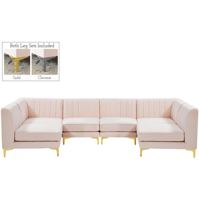 Meridian Alina Pink Velvet Modular Sectional IMAGE 1