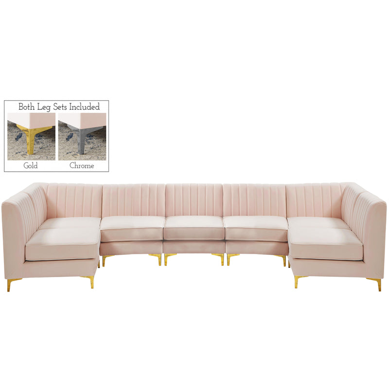 Meridian Alina Pink Velvet Modular Sectional IMAGE 1