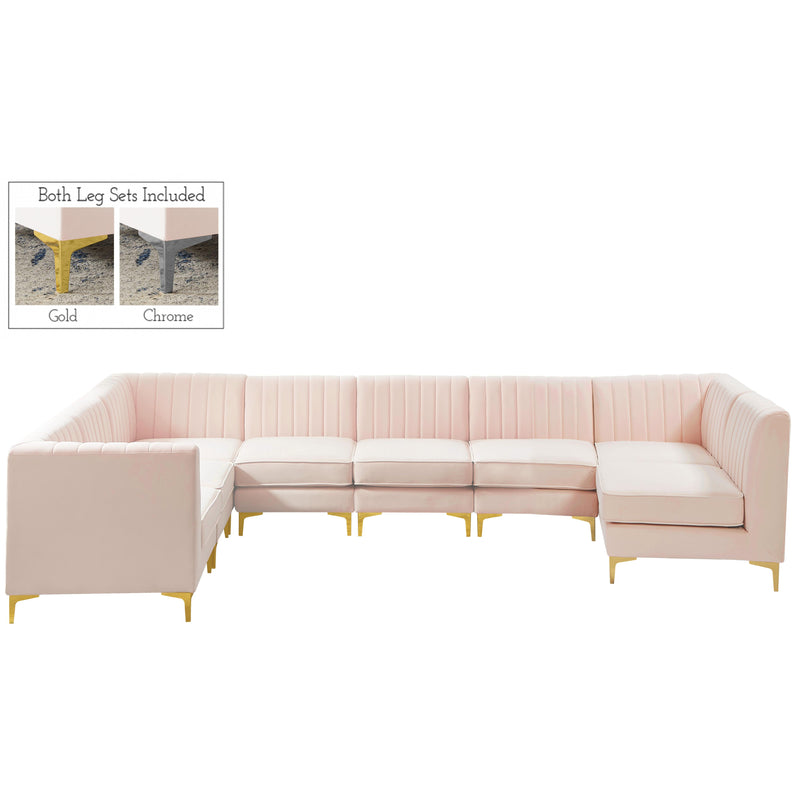 Meridian Alina Pink Velvet Modular Sectional IMAGE 1