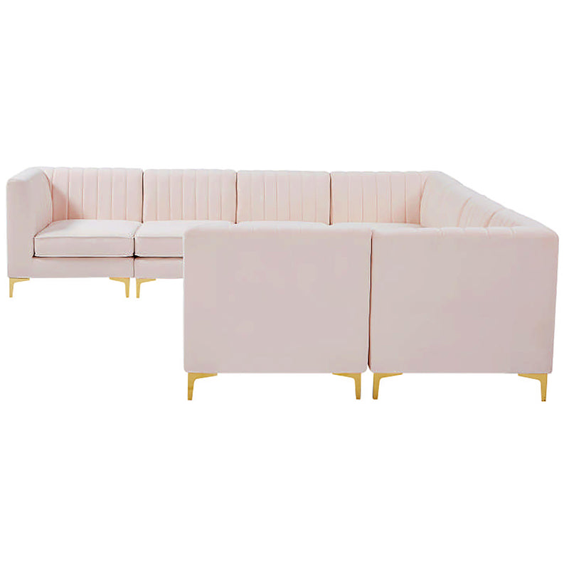 Meridian Alina Pink Velvet Modular Sectional IMAGE 6