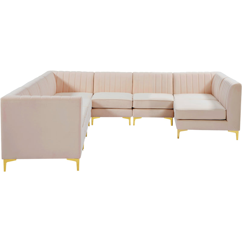 Meridian Alina Pink Velvet Modular Sectional IMAGE 7