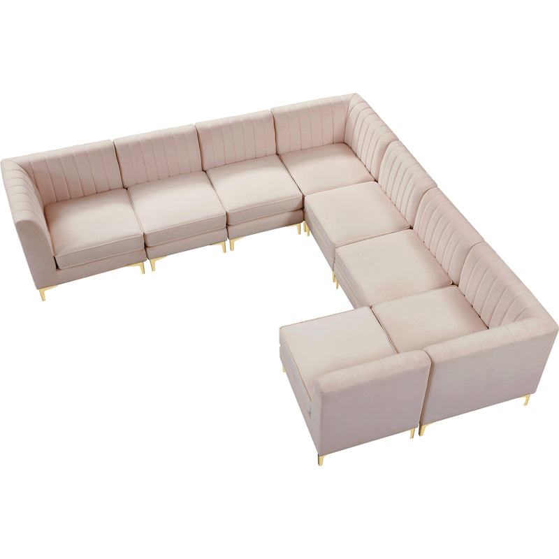 Meridian Alina Pink Velvet Modular Sectional IMAGE 8