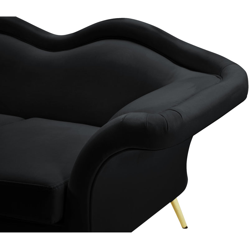 Meridian Lips Black Velvet Loveseat IMAGE 11