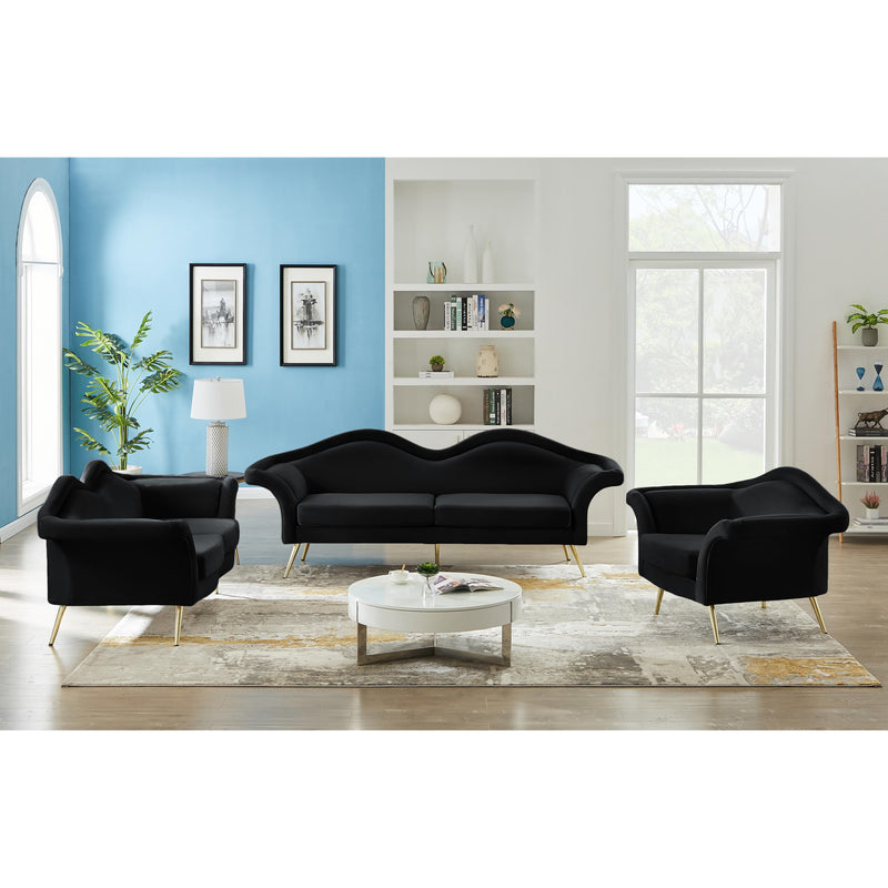 Meridian Lips Black Velvet Loveseat IMAGE 13