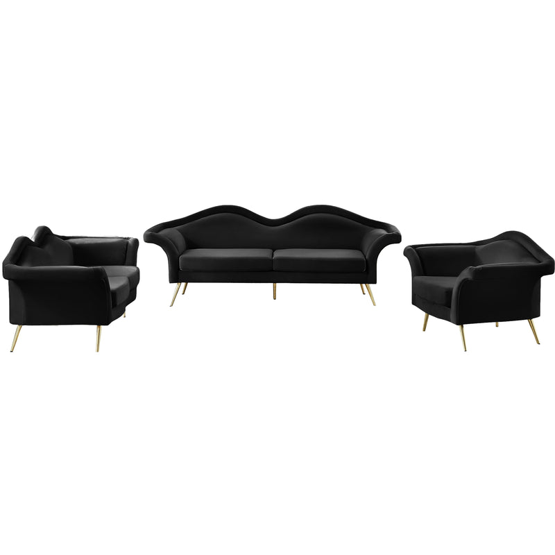 Meridian Lips Black Velvet Loveseat IMAGE 14