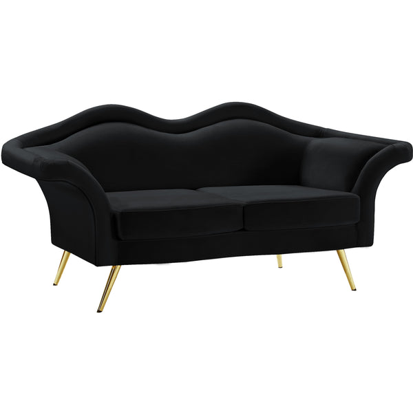 Meridian Lips Black Velvet Loveseat IMAGE 1