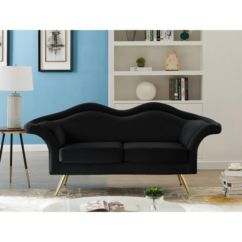 Meridian Lips Black Velvet Loveseat IMAGE 2