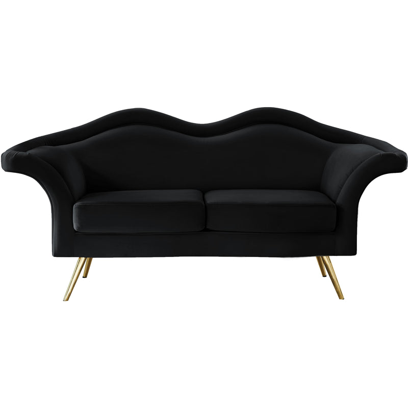 Meridian Lips Black Velvet Loveseat IMAGE 5